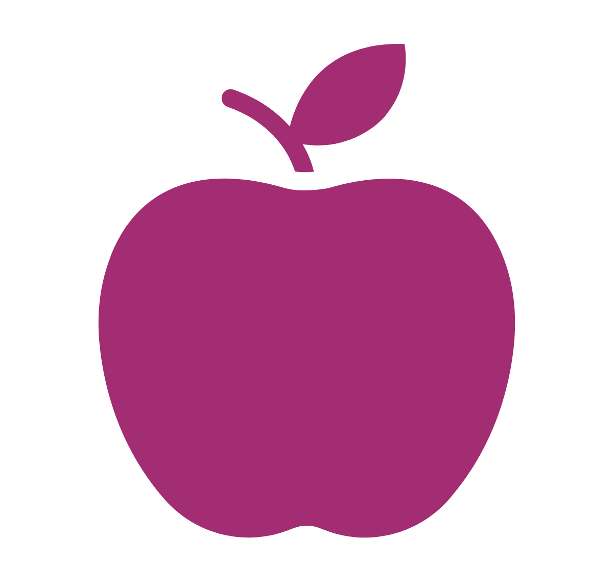 Graphic icon of an apple.
