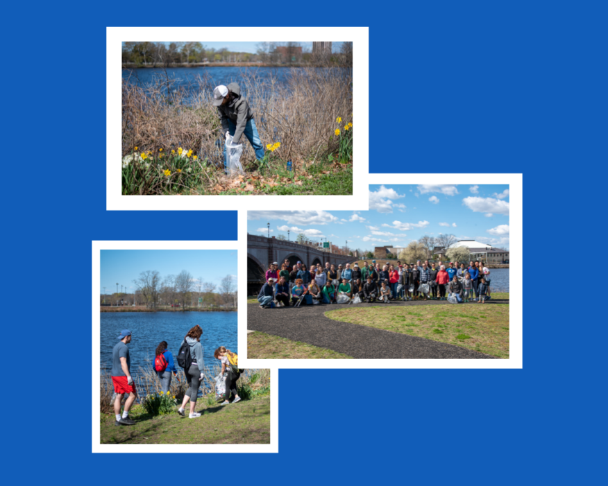 Collage of photos from the 2023 Charles River Clean-Up event in May.
