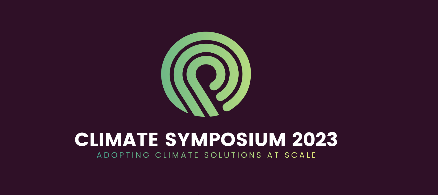 Climate Symposium 2023 graphic. "Adopting solutions at scale"