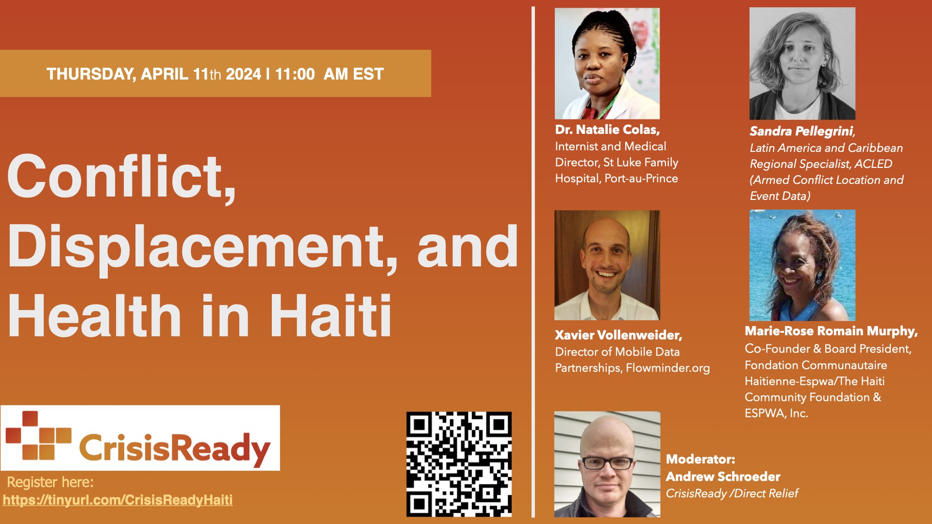 CONFLICT, DISPLACEMENT, AND HEALTH IN HAITI; Includes event details outlined on website