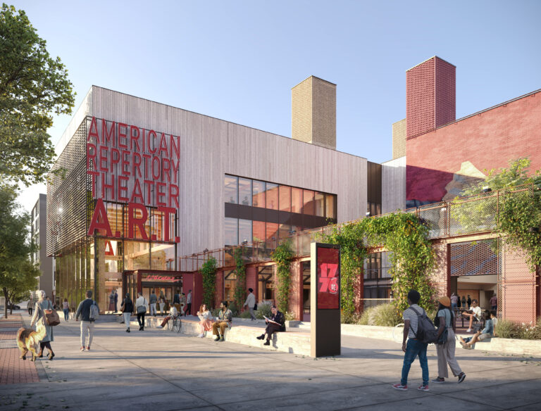 Rendering of the outside of the new American Repertory Theater by DeMaterial.