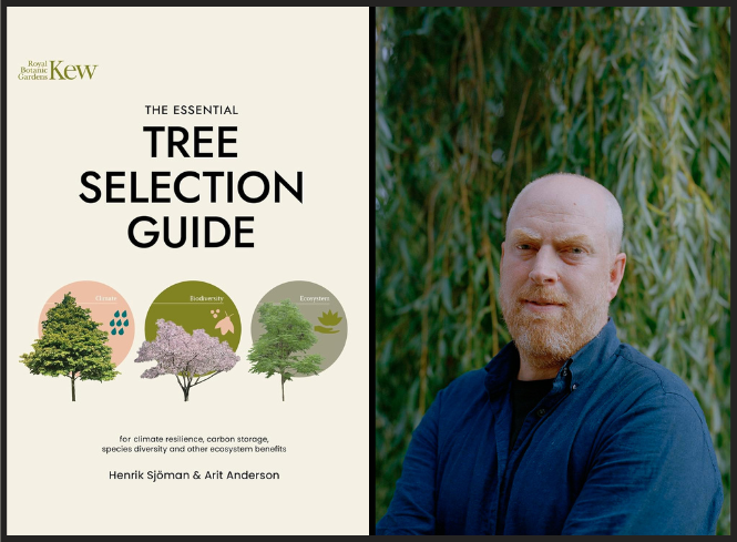 The Essential Tree Selection Guide book cover wewith an image of Henrik Sjöman to the right