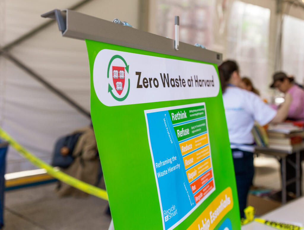 Zero Waste at Harvard green poster.
